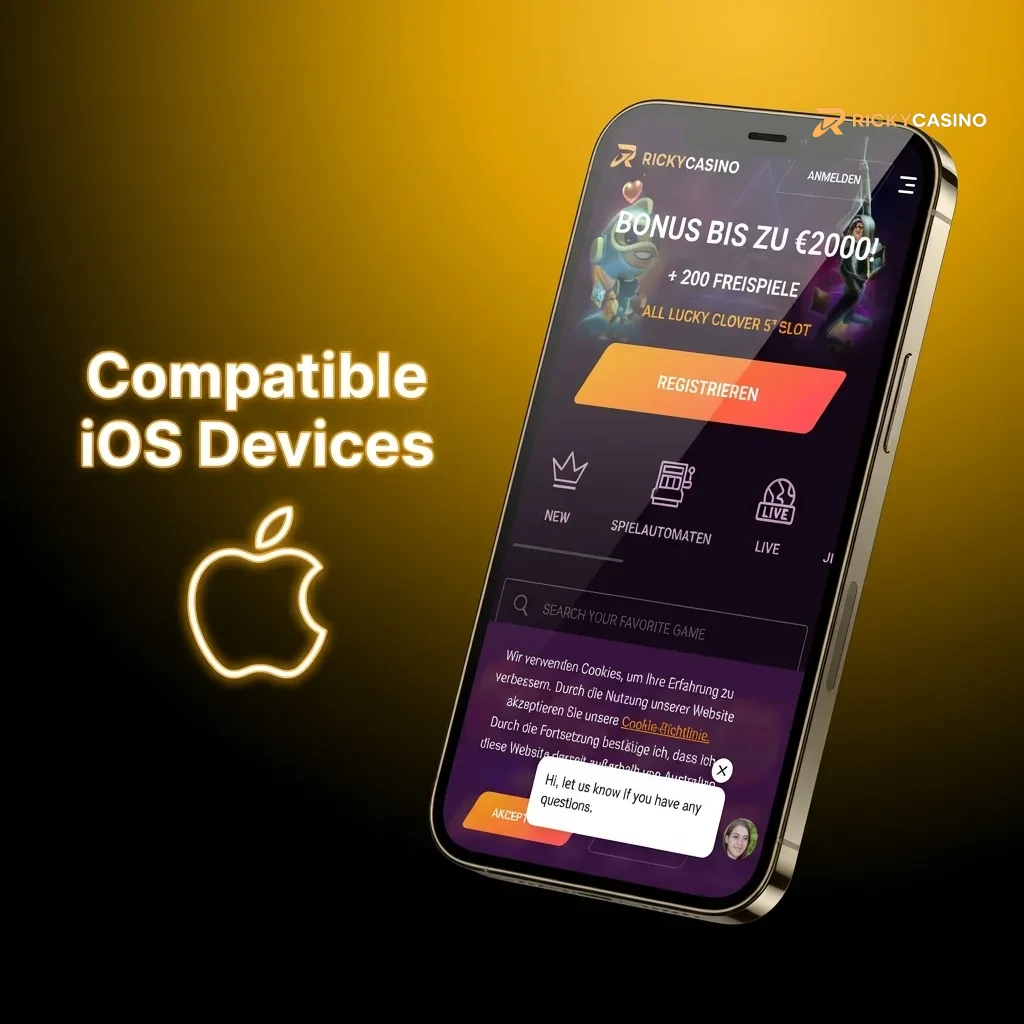 List of compatible Apple devices including iPhone X through 15 series, iPad Pro, iPad Air, and iPad Mini models