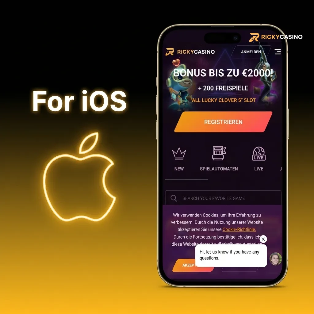 Ricky Casino iOS app download steps showing App Store installation process for iPhone and iPad users
